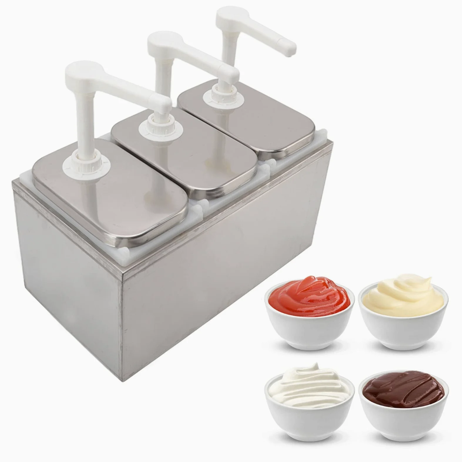 Dispensador de Salsas de Plástico y Acero Inoxidable, Estación de