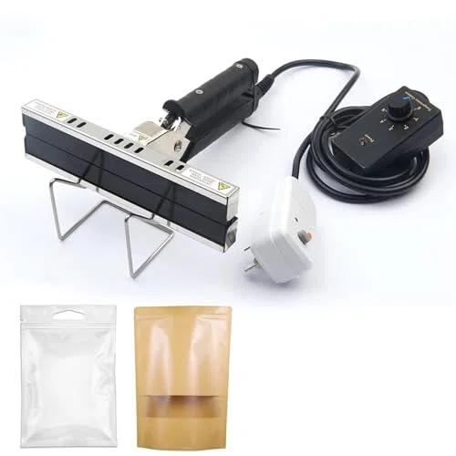 Sellador térmico portátil para bolsas de Mylar, ancho de sellado de 15 mm, temperatura ajustable, ideal para embalaje de alimentos y uso doméstico